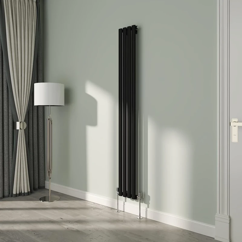 NRG Premium Black Oval Single Panel Designer Radiator 1800x236mm Central Heating