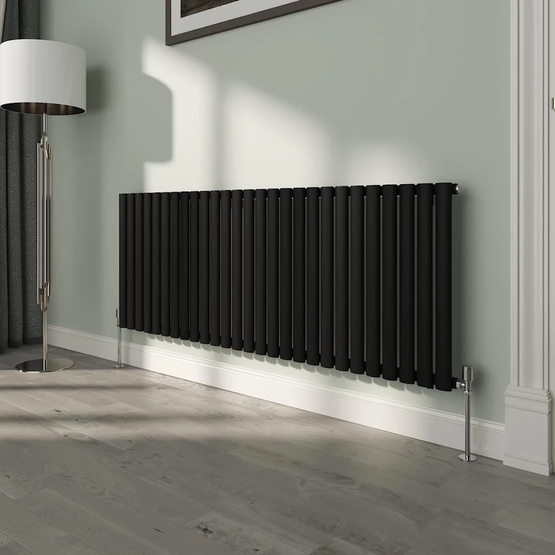 NRG Premium Black Oval Single Panel Designer Radiator 600x1593mm Central Heating