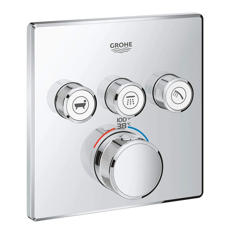 GROHE 29142000 Grohtherm Smart Thermostatic Trim with Control Module, Starlight Chrome, Without SmartBox
