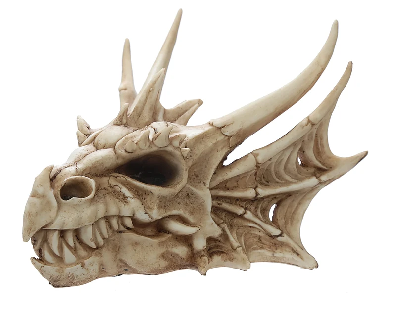 Puckator Dragon Skull - Dragon Ornament - Gothic Decor - Dragon Toy Statue - Dragon Figurines - Gothic Home Accessories - Dragon Miniature Sculpture - Resin