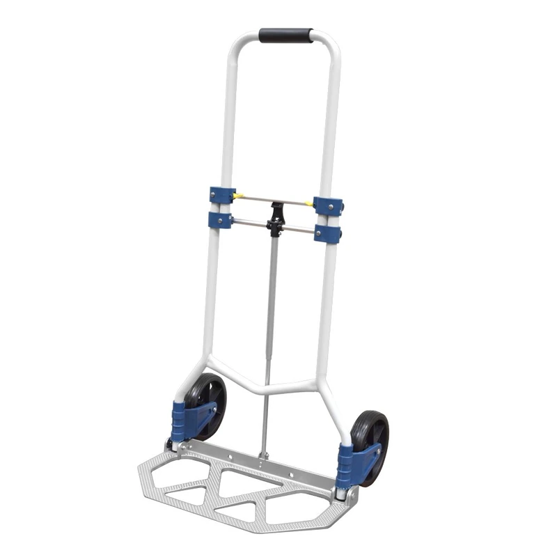 Ferrestock FSKCAR090 Folding Hand Trolley, Made of Aluminum, Height Adjustable, Safety Lock, Rubberized Handle, for Loads, Grey, Maximum Weight 90 kg