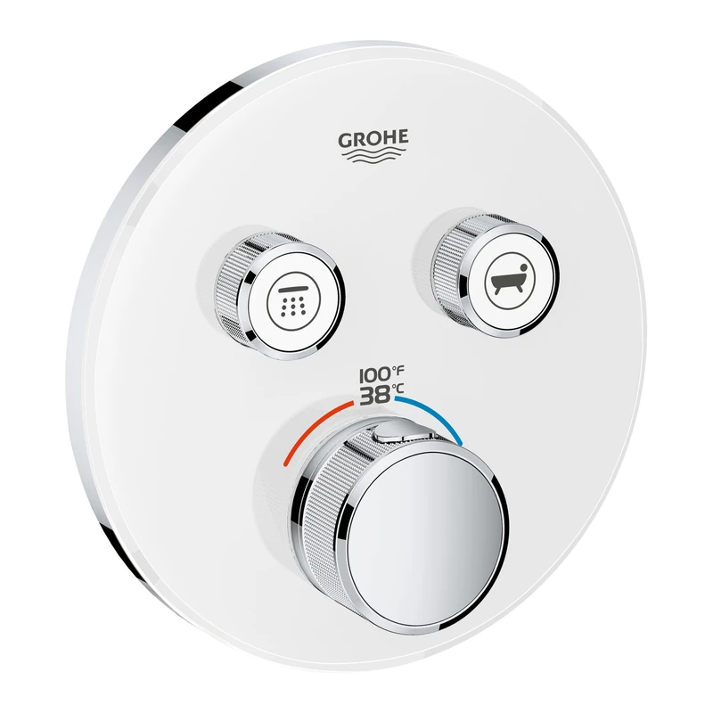 GROHE 29160LS0 Grohtherm Smartcontrol Dual Function Thermostatic Trim with Control Module, Moon White, Without SmartBox