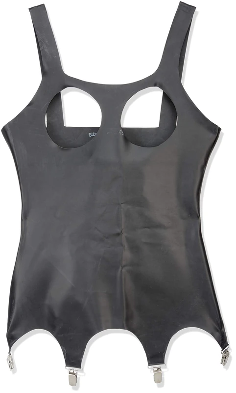 Latex Womens 29006531031 Black Basque with Open Cups - The Collection Medium, Black (Nero 001), M UK
