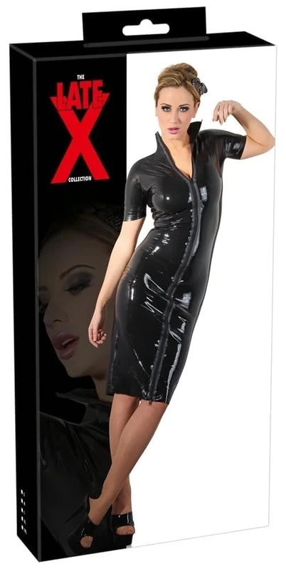 Late X Latex Zip Dress, 2X-Large