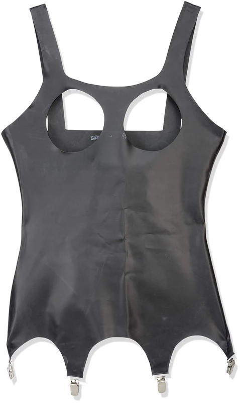 The Latex Collection Latex Basque with Open Cups, Black, X-Large
