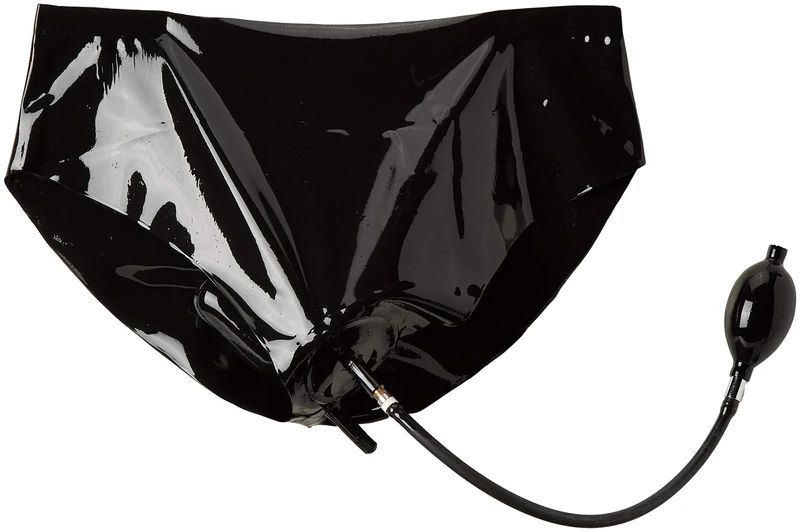 The Latex Collection Briefs with Inflatable Dildo and Plug, Pink, Small