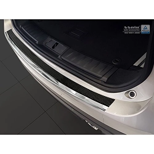 Avisa Stainless Steel Rear bumper protector 'Deluxe' compatible with Jaguar F-Pace 2016-2020 & FL 2020- Chrom/Black Carbon