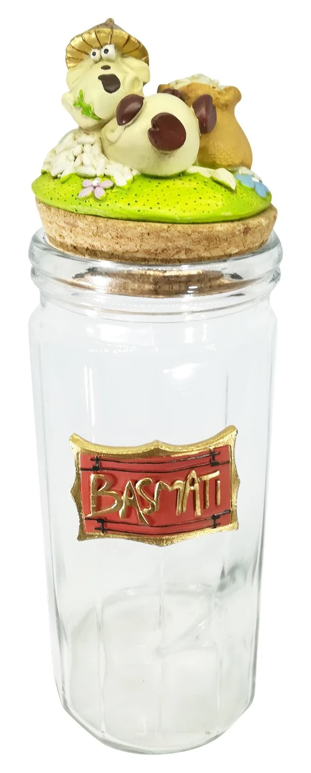 Paolo Chiari 17008 Basmati Rice Jar with Signed Cow Decoration, Multi-Colour, 10 x 100 x 30 cm