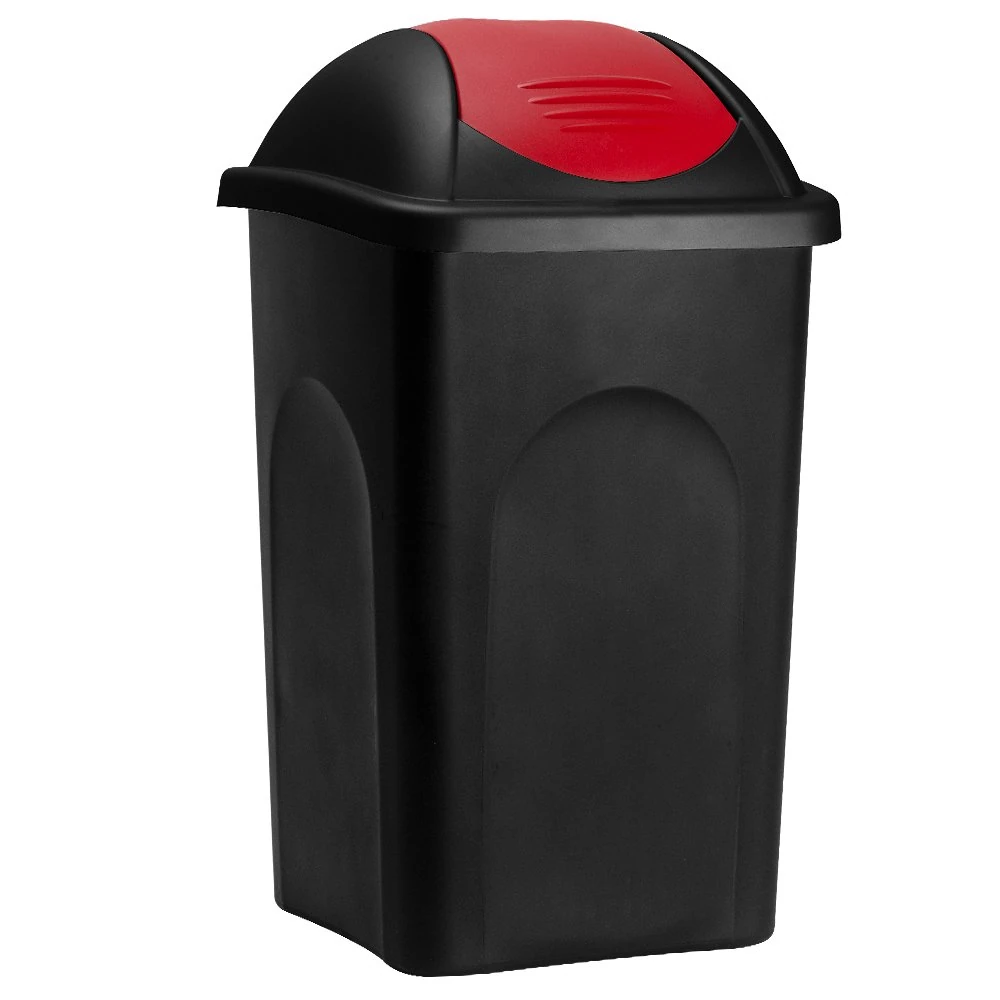 Stefanplast® Waste Rubbish Bin Swing Lid 60 Litre Dust Bin Container Refuse Plastic Kitchen Dustbin Home (Red)