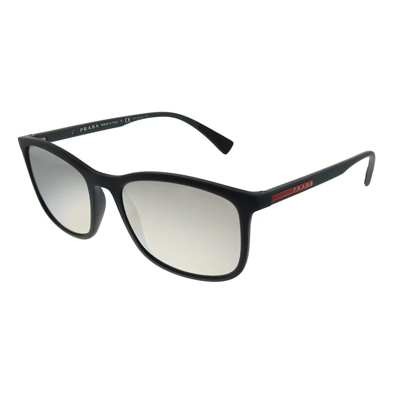 Prada Sport Men's 01TS 0PS01TS DG02B0 56 Sunglasses Black Rubber/Lightgreymirrorsilver