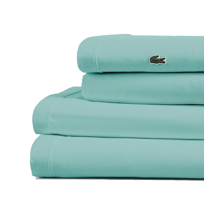 Lacoste Percale Solid Sheet, Water Blue, Twin