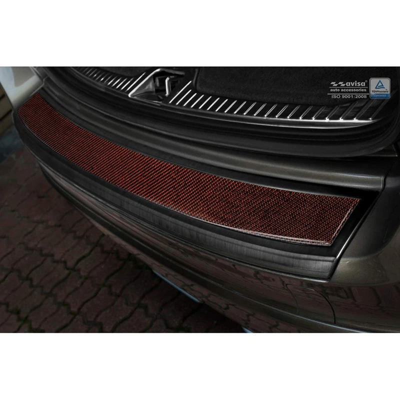 Avisa Stainless Steel Rear bumper protector 'Deluxe' compatible with Volvo XC60 2013-2016 Black/Red-Black Carbon