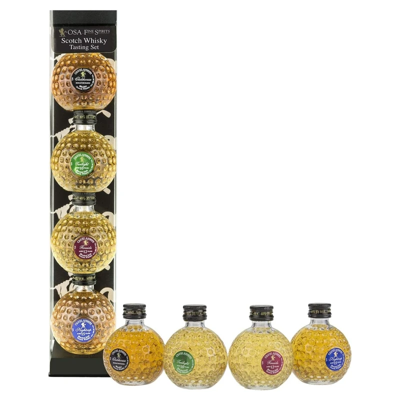 OSA Fine Spirits Quad Scotch Whisky Tasting Set | 40% Abv | 4 x 5cl | Whisky Gift Set Including Blended Scotch Whisky & Blended Malt Scotch Whisky | Enjoy Neat or in Drinks | Ideal Whisky Gifts