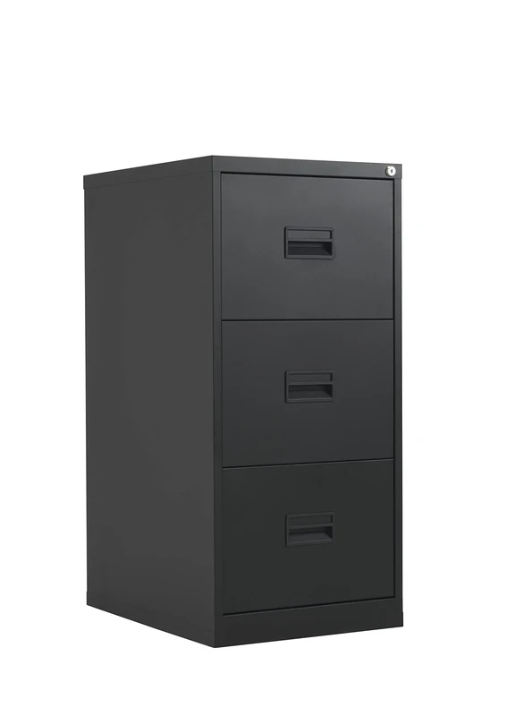 Office Hippo Heavy Duty Steel Filing Cabinet, 3 Drawer Filing Cabinet, Fully Welded Construction with 40kg Drawer Tolerance, Lockable Office Storage, 7 Year Guarantee, Black