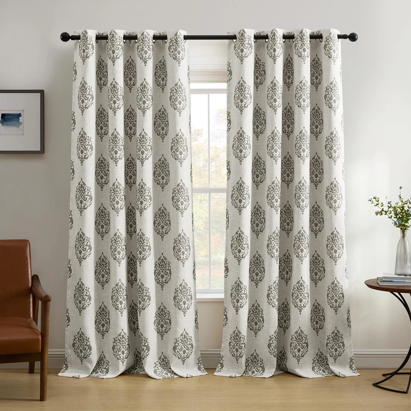 Elrene Home Fashions Navara Medallion Room Darkening Window Curtain Panel, 52" x 84" (1, Gray