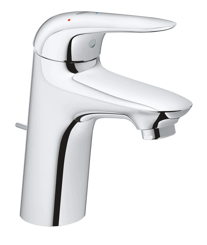 GROHE Wave Quickfix Single-Lever Basin Mixer with Pop-Up Waste Set, S-Size, Water- and Energy-Saving, Chrome Easy To Fit with Quicktool 23581001