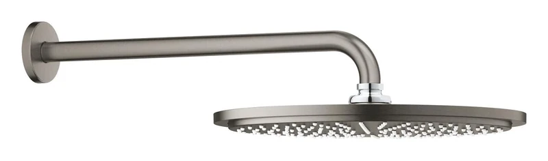 GROHE Rainshower Cosmopolitan 310 Head Shower Set (Wall Mounted Shower Arm 380mm, Showerhead 310mm Rain Spray, Water Saving 9.5 l/min, Anti-Limescale System), Round Shape, Brushed Anthracite, 26066AL0
