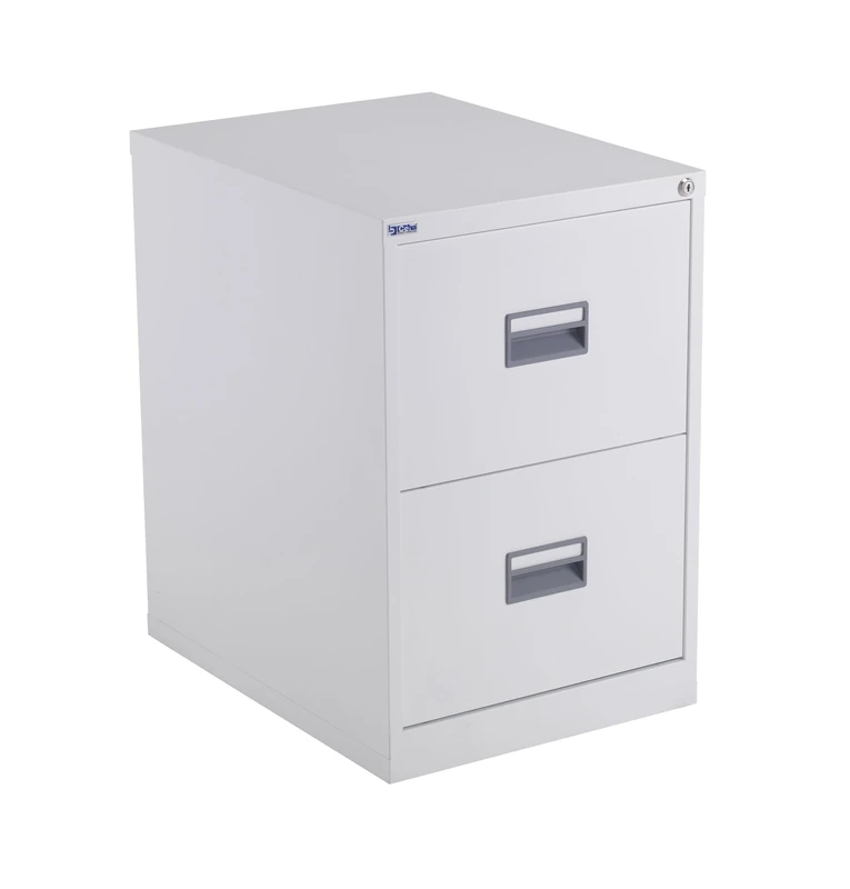 Office Hippo Heavy Duty Steel Filing Cabinet, 2 Drawer Filing Cabinet, Fully Welded Construction with 40kg Drawer Tolerance, Lockable Office Storage, 7 Year Guarantee, White