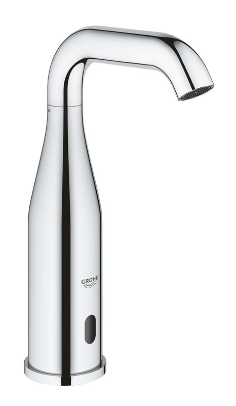 GROHE Essence E Infra-Red Electronic Basin Tap (for Cold or Premixed Water, 6V Lithium Battery Type CR-P2, Adjustable Swivel 360°, 7 Pre-Set Programs, Auto Flush, 3/8 Inch Tails), Chrome, 36446000