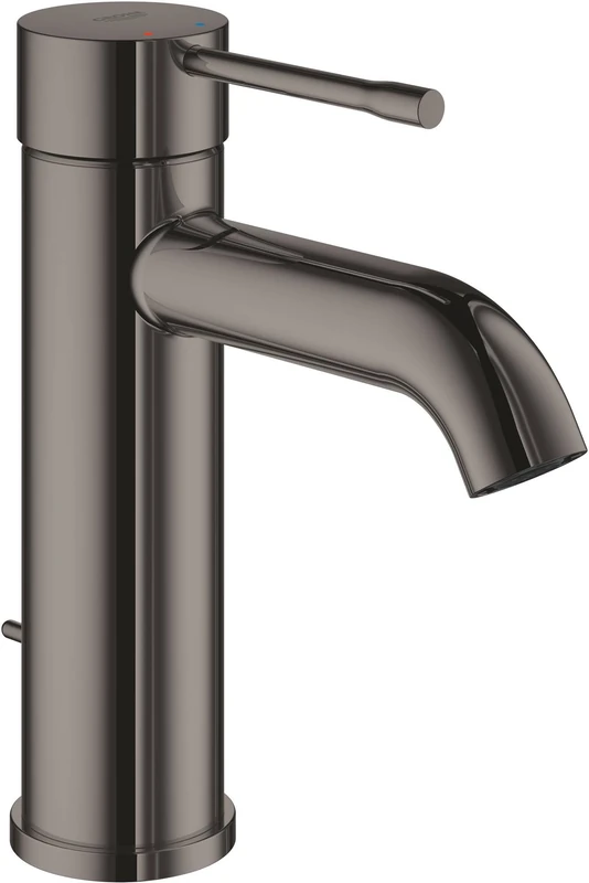 GROHE Essence Basin Mixer Tap with Pop-Up Waste Set (S-Size 208 mm, Metal Lever, 28 mm Ceramic Cartridge, Water Saving, 3/8 Inch Tails), Hard Graphite, 23589A01