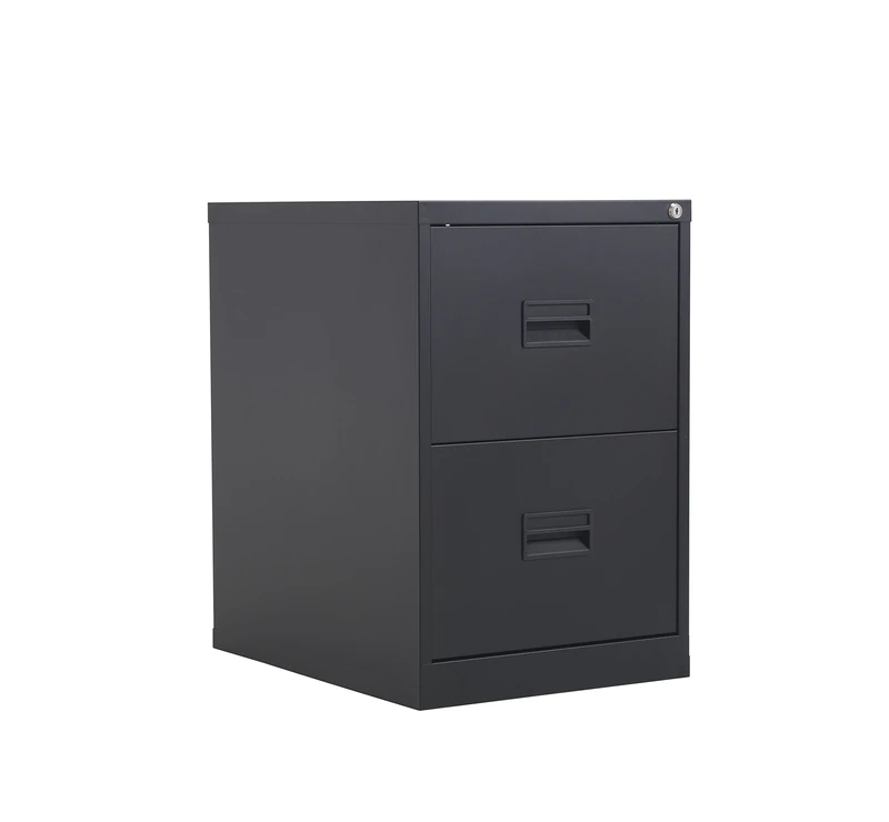 Office Hippo Heavy Duty Steel Filing Cabinet, 2 Drawer Filing Cabinet, Fully Welded Construction with 40kg Drawer Tolerance, Lockable Office Storage, 7 Year Guarantee, Black