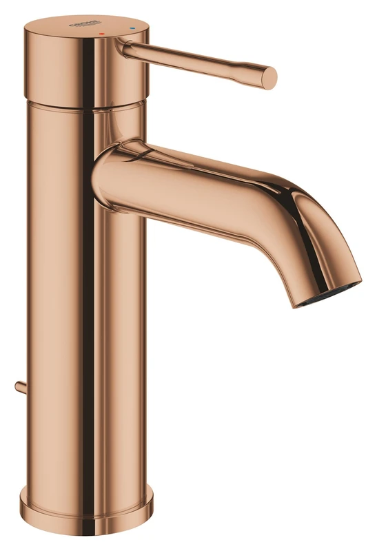 GROHE Essence Basin Mixer Tap with Pop-Up Waste Set (S-Size 208 mm, Metal Lever, 28 mm Ceramic Cartridge, Water Saving, 3/8 Inch Tails), Rose Gold, 23589DA1