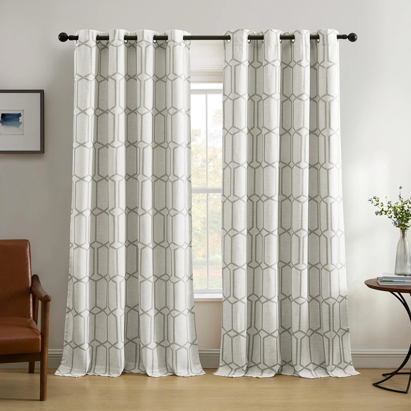 Elrene Room Darkening Grommet Linen Window Curtain Drape Panel, Grey, 52" W x 95" L (Pack of 1)