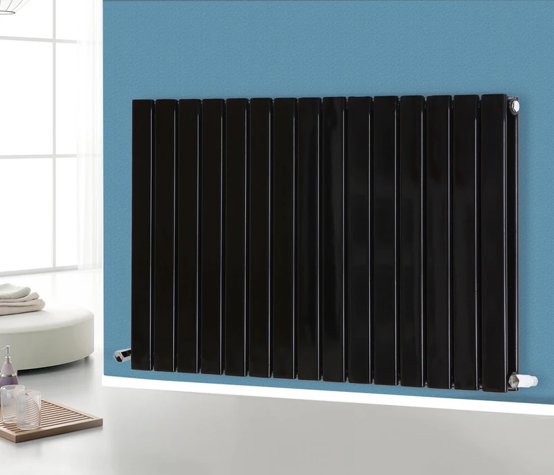 NRG Designer Flat Panel Radiator Horizontal Double Column Bathroom Central Heating Space Saving Radiators - Black 600mm x 1020mm