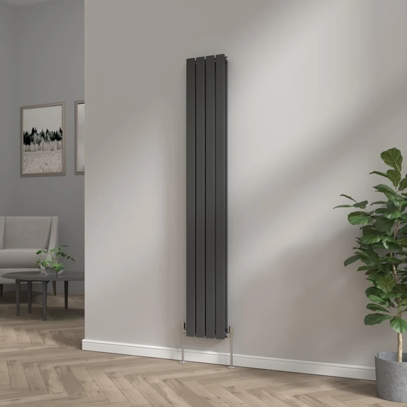 NRG 1800x272 Vertical Column Designer Radiator Black Double Flat Panel