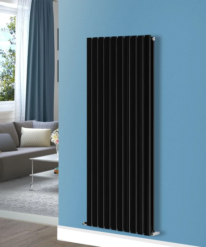 NRG Designer Flat Panel Radiator Vertical Double Column Bathroom Central Heating Space Saving Radiators - Black 1600mm x 680mm