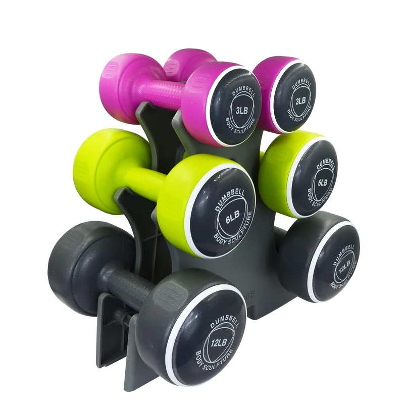 Body Sculpture BW108T Smart Dumbbell Tower | Grey/Pink/Green, 1.5KG, 3KG & 5KG Sets Included
