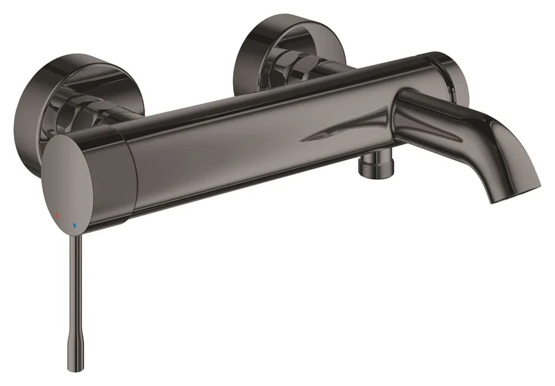 GROHE Essence Wall Mounted Exposed Bath Filler Tap (Metal Lever, 35 mm Ceramic Cartridge, Automatic Bath/Shower Diverter, Protected Against Backflow, Min Pressure 1.0 Bar), Hard Graphite, 33624A01
