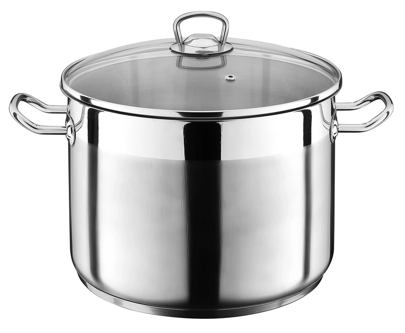 GSW Stahlwaren GmbH Jumbo Cooking Pot, Silver/Clear, 30 x 24 cm, 17 Litre