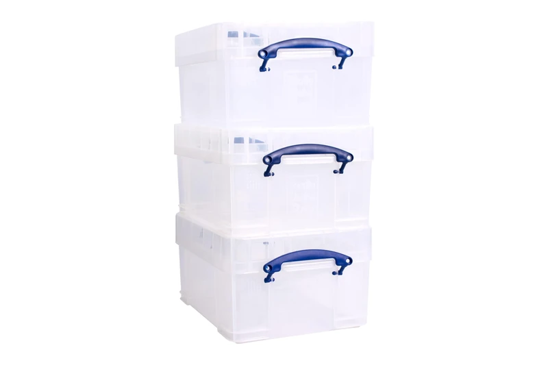 Really Useful Plastic Storage Box 21L XL Clear Pack of 3