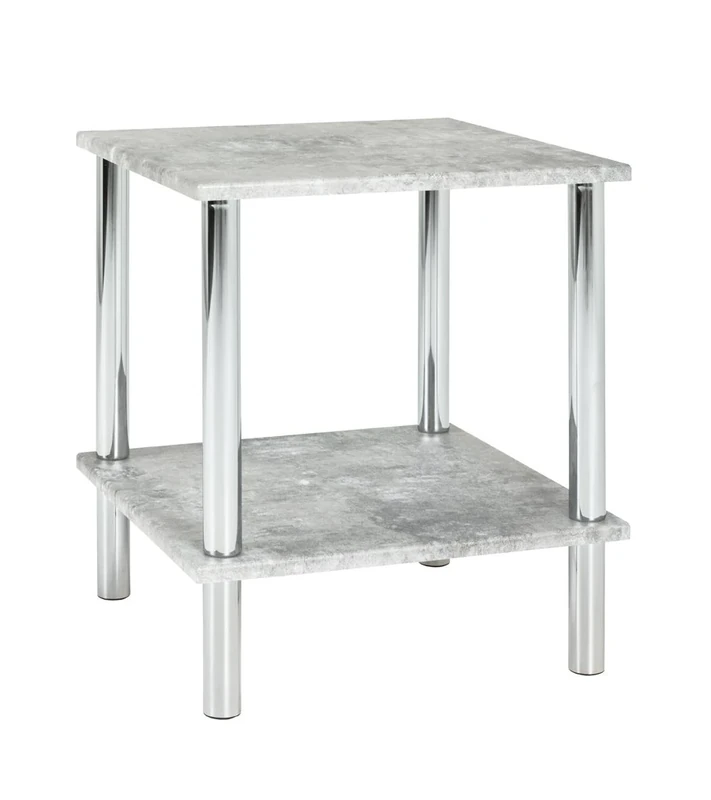 HAKU Möbel End Table Concrete Optic, Chrome, Mdf, Metal - Size: W 39 cm X H 47 cm X D 39 cm, Style: Modern