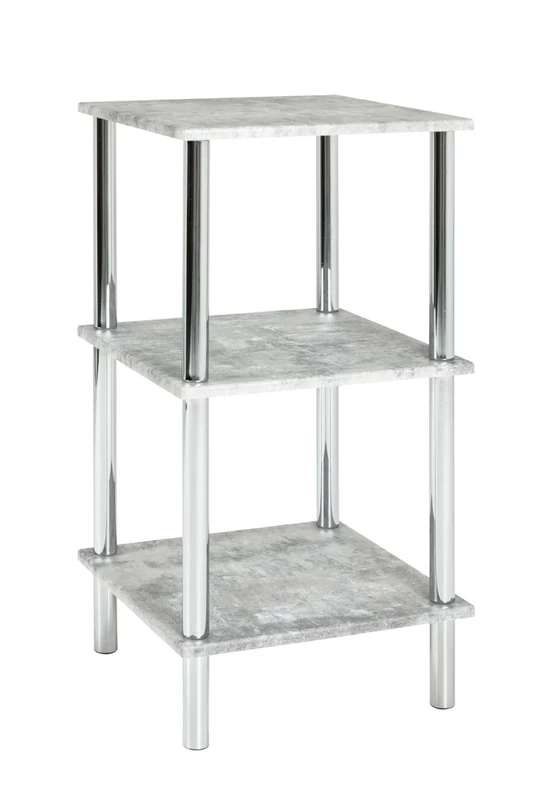 HAKU Möbel Rack Concrete Optic, Chrome, Mdf, Metal - Size: W 39 cm X H 77 cm X D 39 cm, Style: Modern