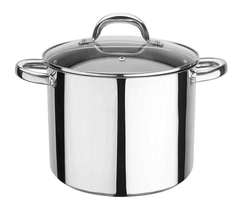 GSW Stahlwaren GmbH Stock Pot with Glass Lid, Silver/Clear, 24 x 22 cm, 10 Litre