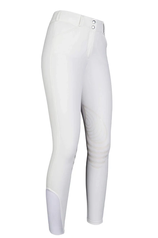 Hkm Women's Elite Hunter 1200 Riding Breeches Silicone Knee Patches Trousers, White, 46 (EU)