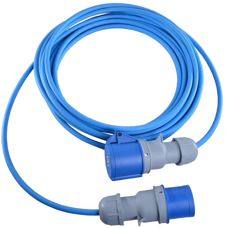 16 AMP to 16 AMP Extension Lead 2.5mm Arctic Blue Cable 240V Mains Hook Up Cable IP44 Rated 10m 15m 20m 25m (20m)