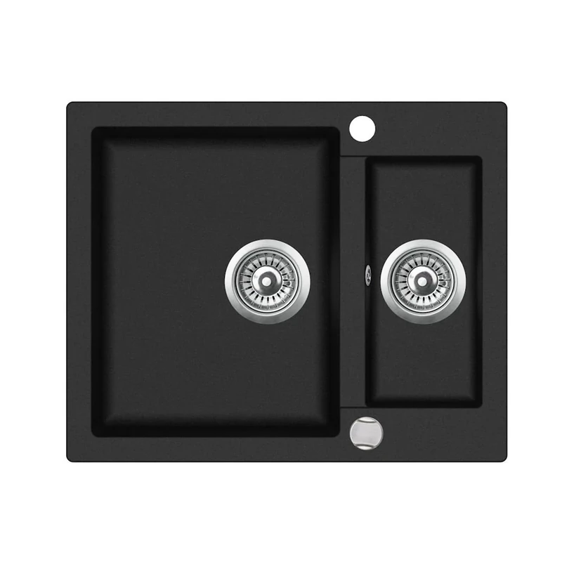 Teka 40148030 Granite Kitchen Sink with a Single and Half Bowl, Metallic Onyks