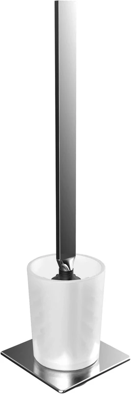 Emco Art Toilet Brush Set, Container Crystal Glass Satin, Handle, Wall Model, Chrome, Metal Plated, Gray, One Size