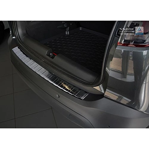 Avisa Black Stainless Steel Rear bumper protector compatible with Opel Crossland 2017-2020 & FL 2020- 'Ribs'