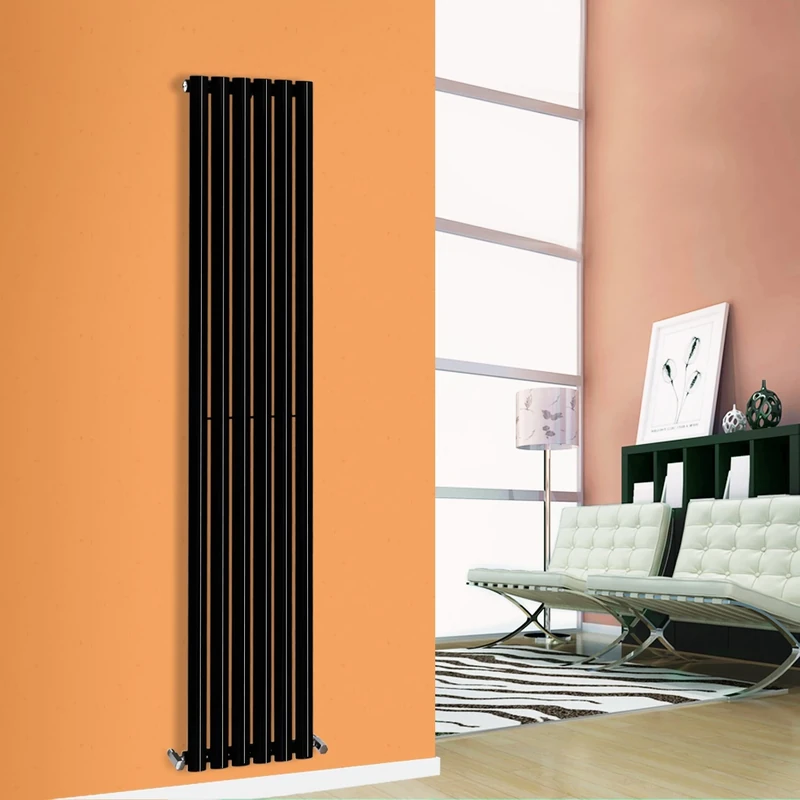 NRG 1600mm x 354mm Vertical Oval Column Designer Radiator Black Single Panel Luxury Central Heating Radiators