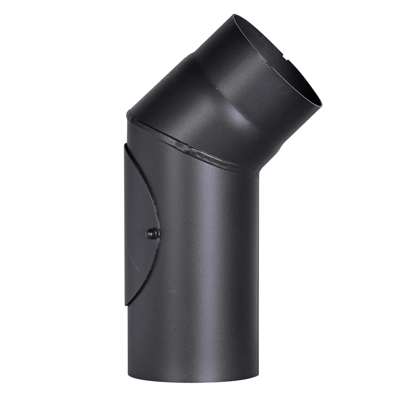 Senotherm Stove Pipe Bend 2 mm Thick Steel (Smoke Pipe) 120 mm Diameter for Fis and Fis Black 45 Degrees with Cleaning Door