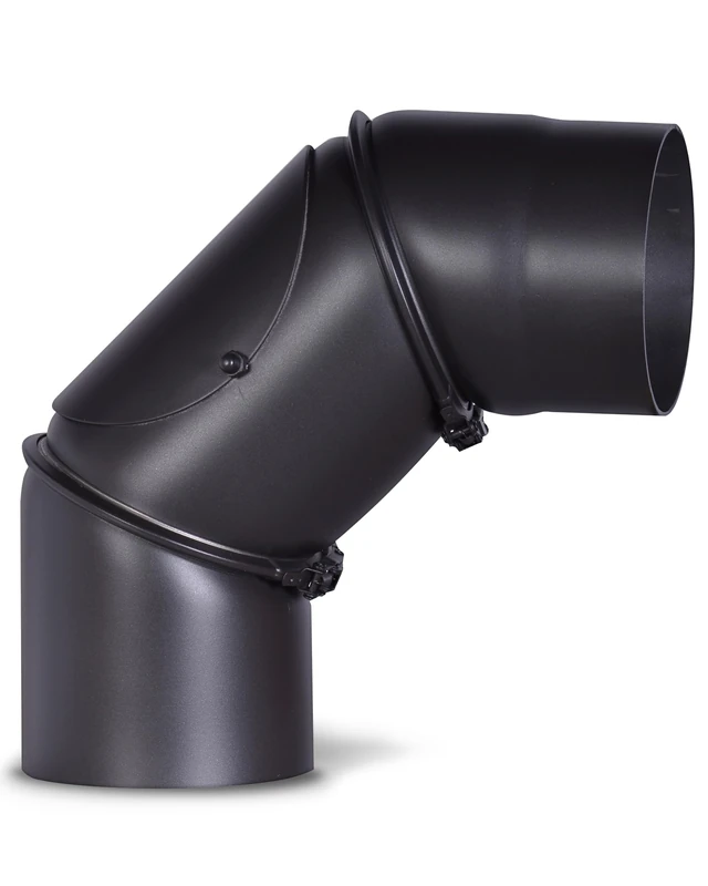 Senotherm Stove Pipe Bend 2 mm Thick Steel (Smoke Pipe) 120 mm Diameter for Fis and Fis Black 0-90 Degrees Adjustable with Cleaning Door