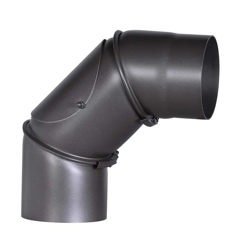 Senotherm Stove Pipe Elbow 2 mm Thick Steel (Smoke Tube) 120 mm Diameter Dark Grey Adjustable 0-90 Degrees with Cleaning Door