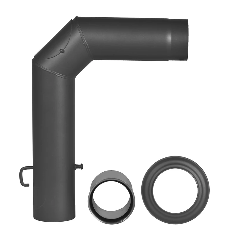 Stove Pipe Set of 2 mm Thick Steel (Angle Pipe Set) 130 mm Diameter for Stoves and Fireplaces 3 Pieces Black