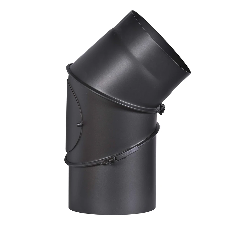 Senotherm Stove Pipe Bend 2 mm Thick Steel (Smoke Pipe) in 200 mm Diameter for Fis and Fis Black 0-90 Degrees Adjustable with Cleaning Door