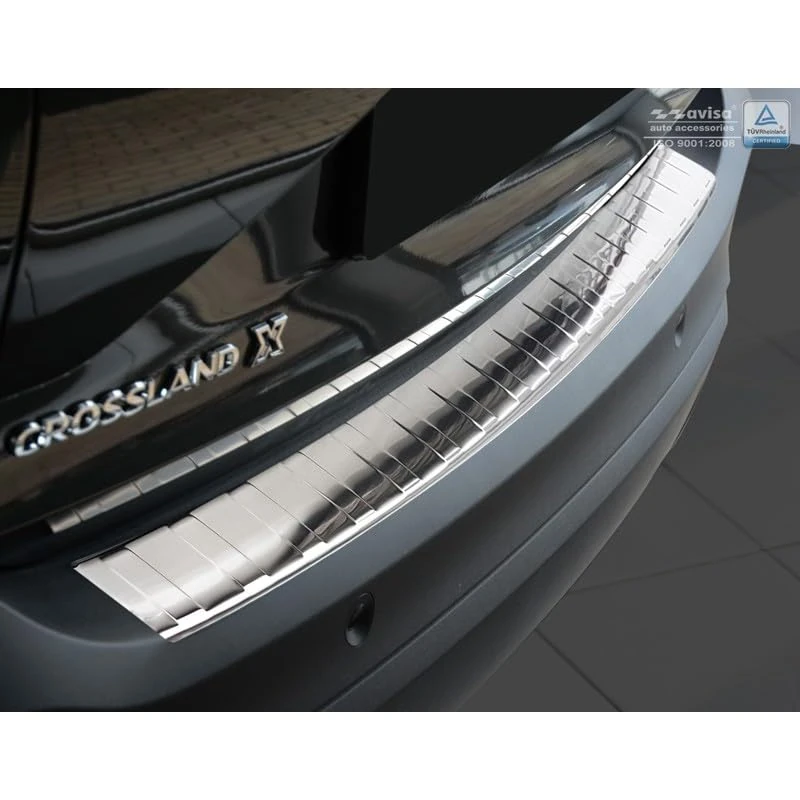 Avisa Stainless Steel Rear bumper protector compatible with Opel Crossland 2017-2020 & FL 2020- 'Ribs'