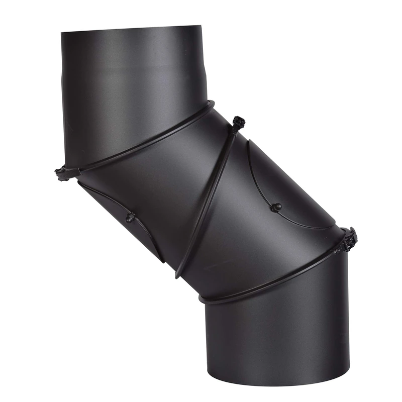 Senotherm Universal Stove Pipe Bend 2 mm Thick Steel (Smoke Pipe) 180 mm Diameter for Fireplaces and Fireplaces Black 0-90 Degree Adjustable with Two Cleaning Doors - Image 1